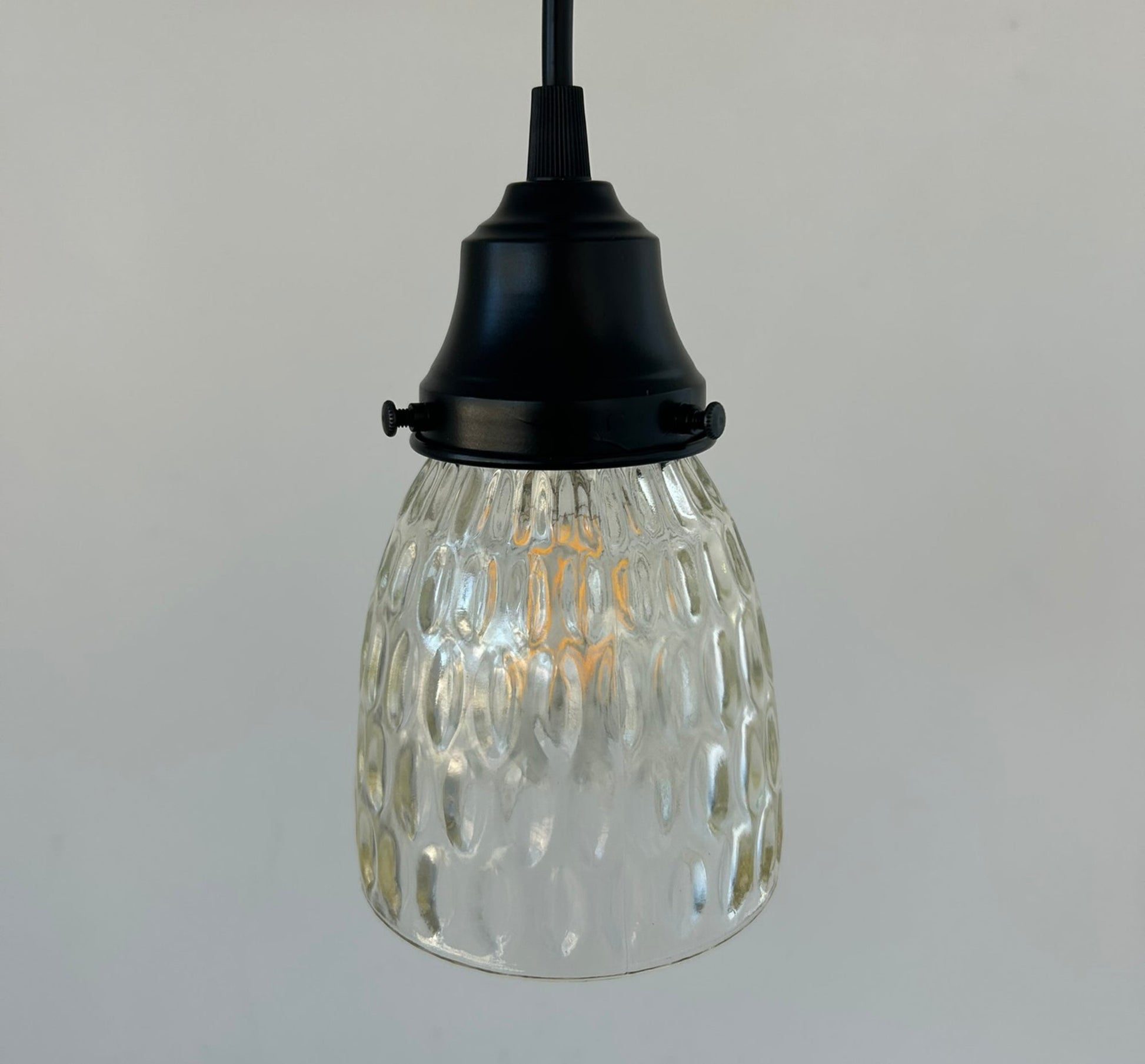 Clear Pebbled Texture Vintage Glass Pendant