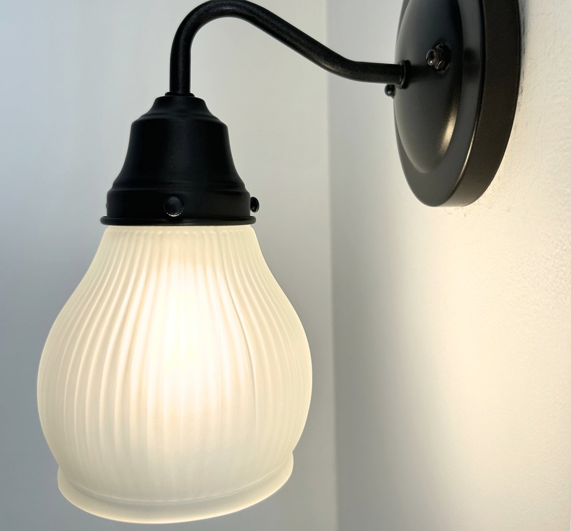 Holophane Fluted Pear Frosted Glass Wall Sconce or Pendant Light