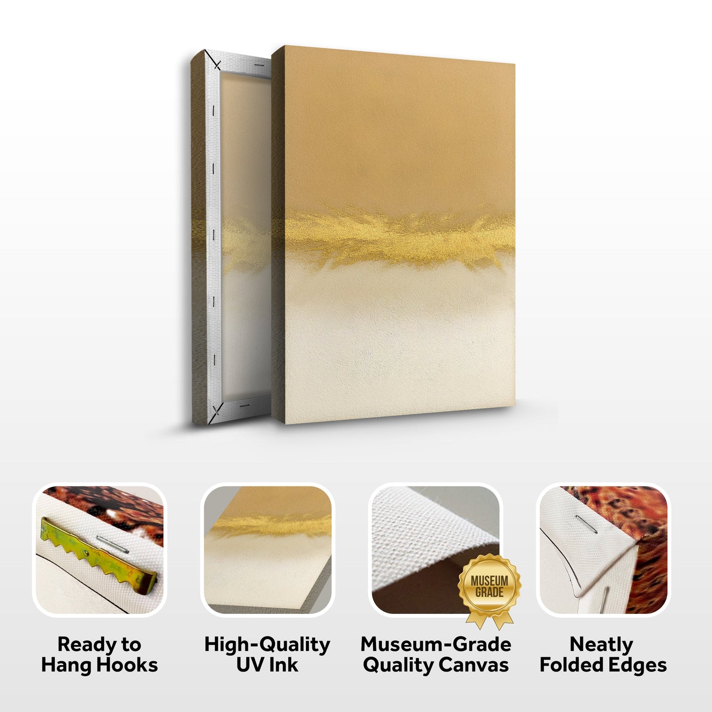 Minimalist White And Gold Wall Art