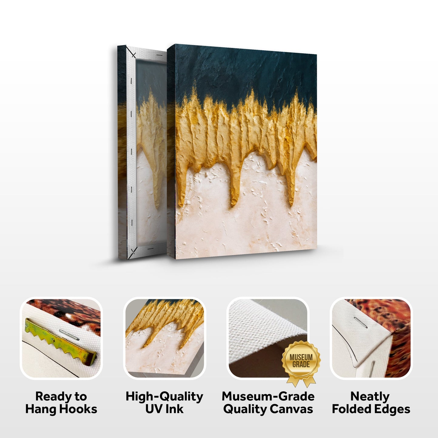 Abstract Blue And Gold Wall Art