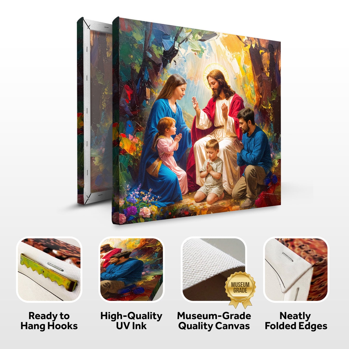 Jesus Praying With Family Faith Wall Art