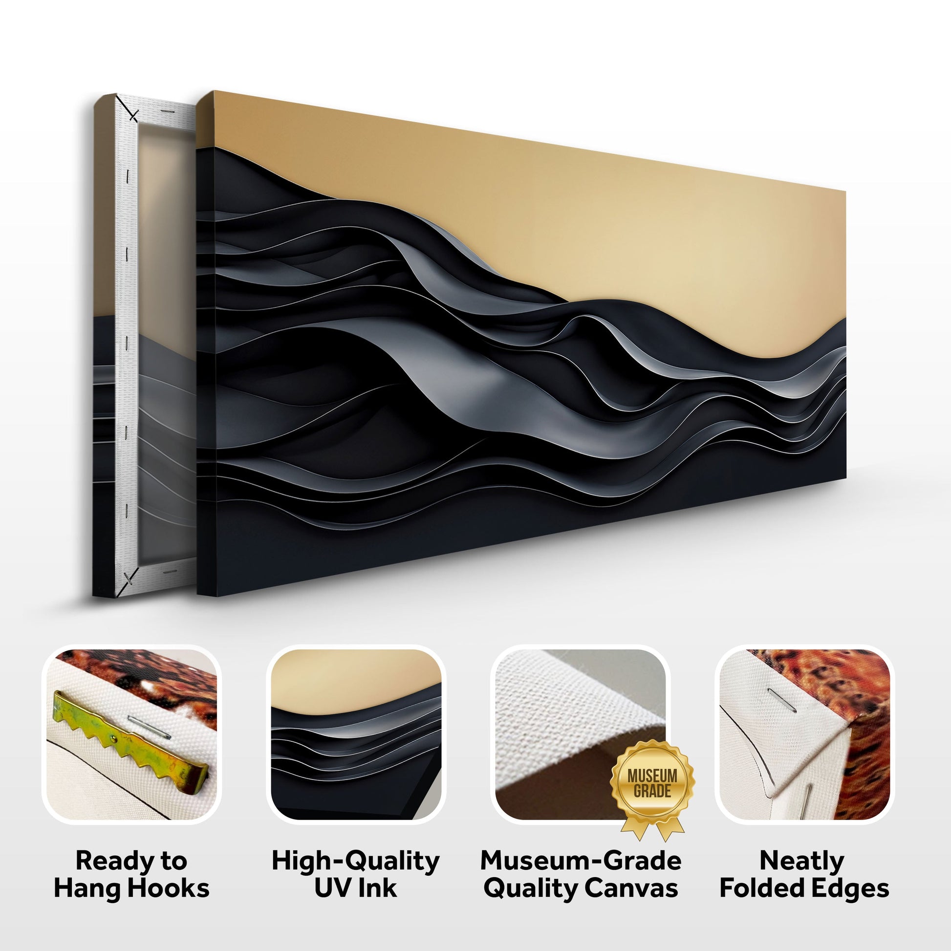 Black and Gold Minimalist Abstract Wall Art II