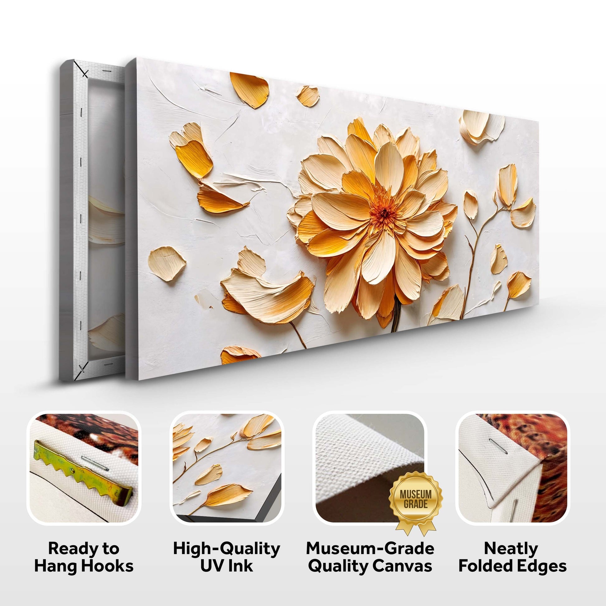 Golden Dandelion Minimalist Abstract Wall Art III