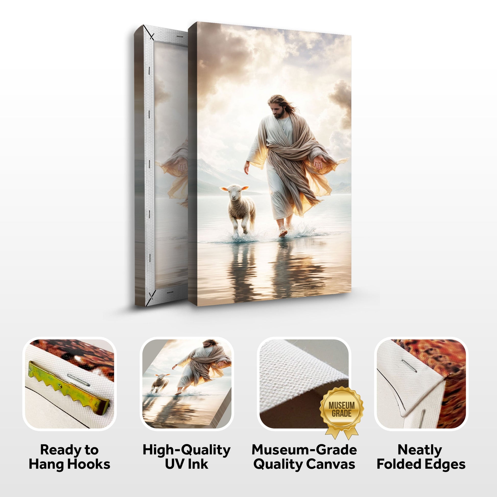 Jesus Protects The Lamb From Wolves Faith Wall Art XIII