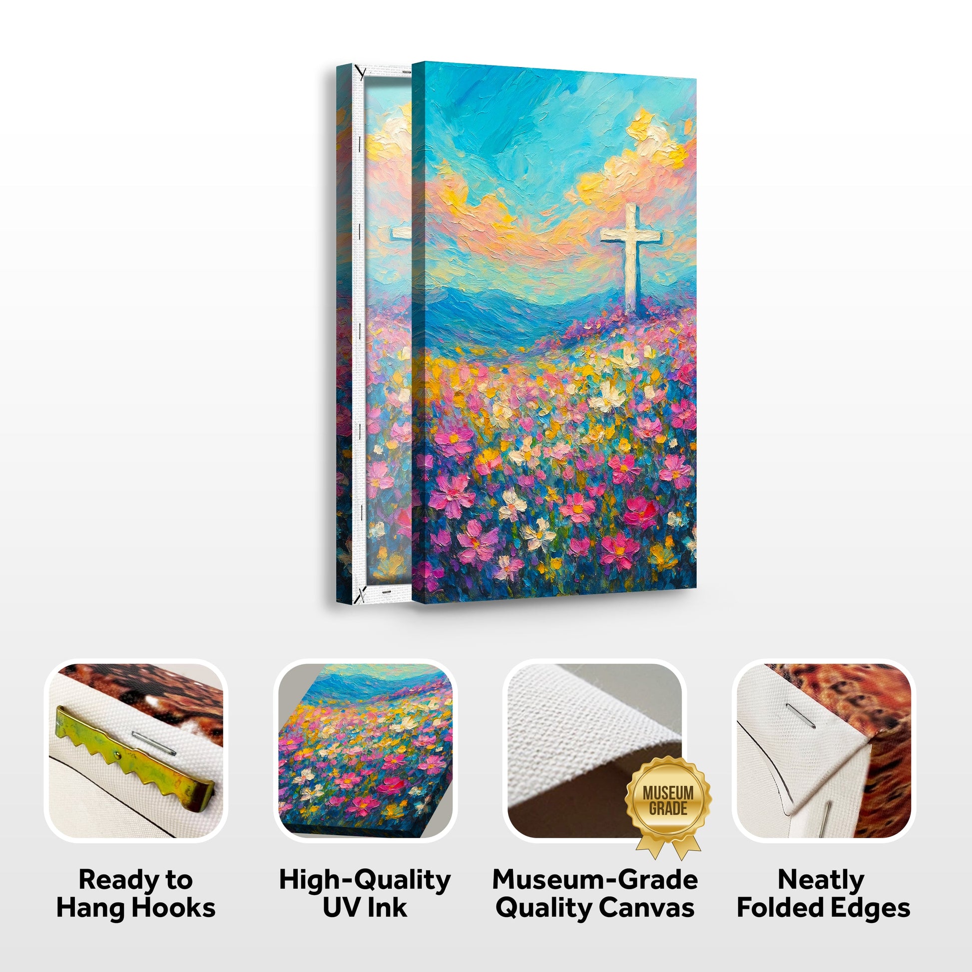 Cross Floral Field Faith Wall Art III