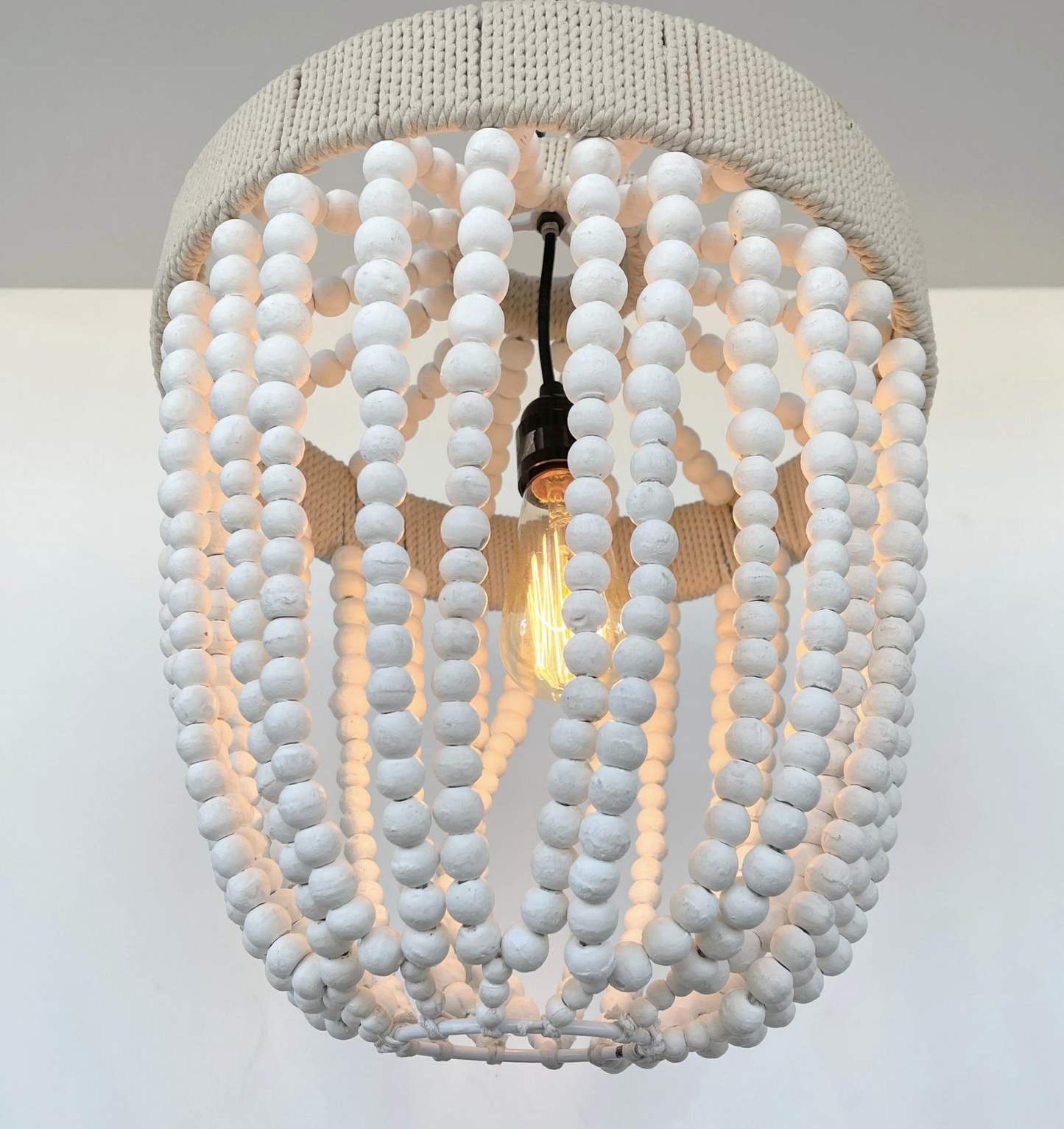Very Large Farmhouse Beaded Chandelier Pendant Light