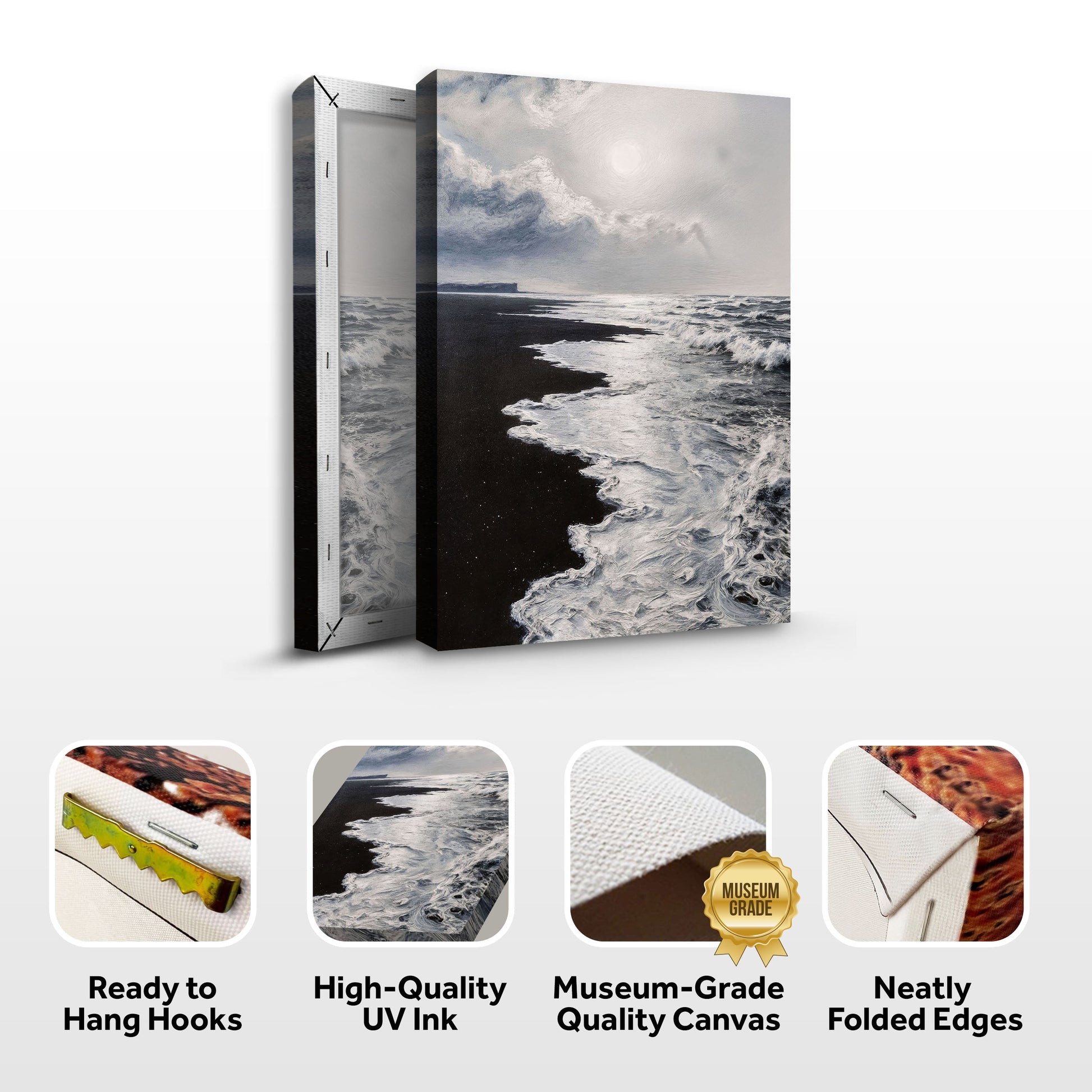 Black & White Waves Abstract  Wall Art