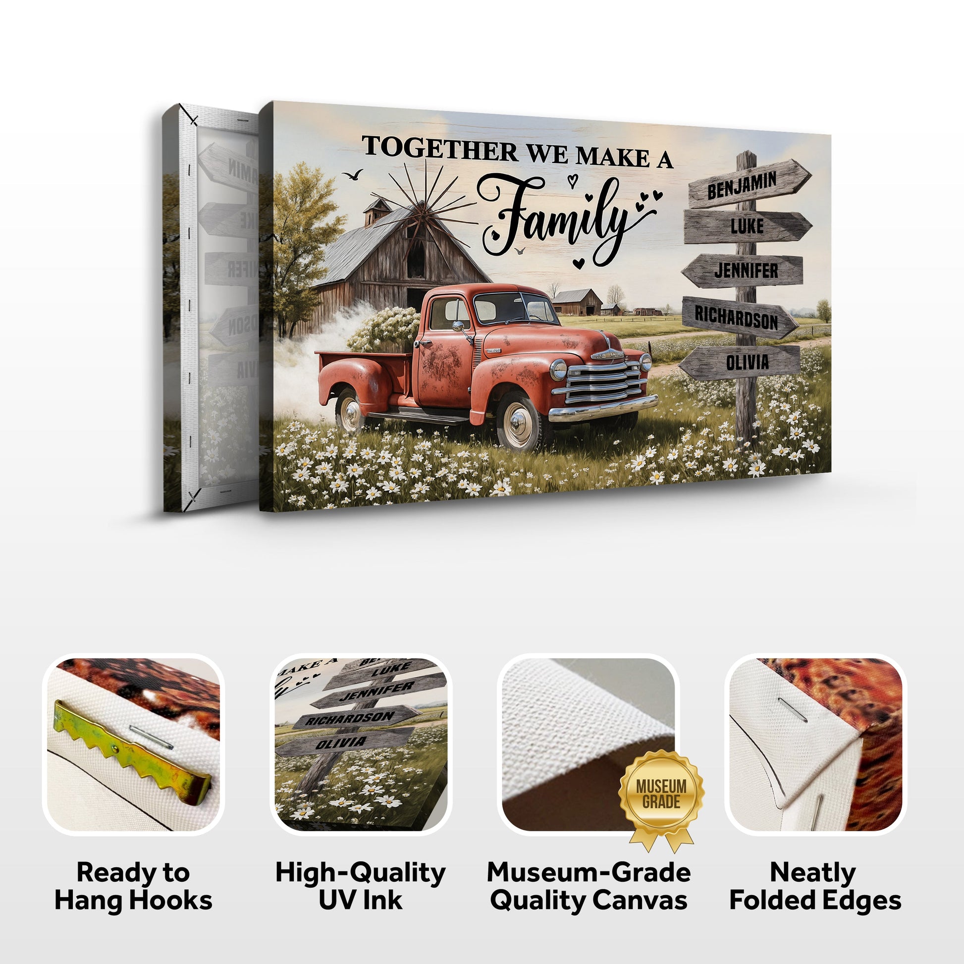 Personalized Family Farmhouse Old Truck Wall Art