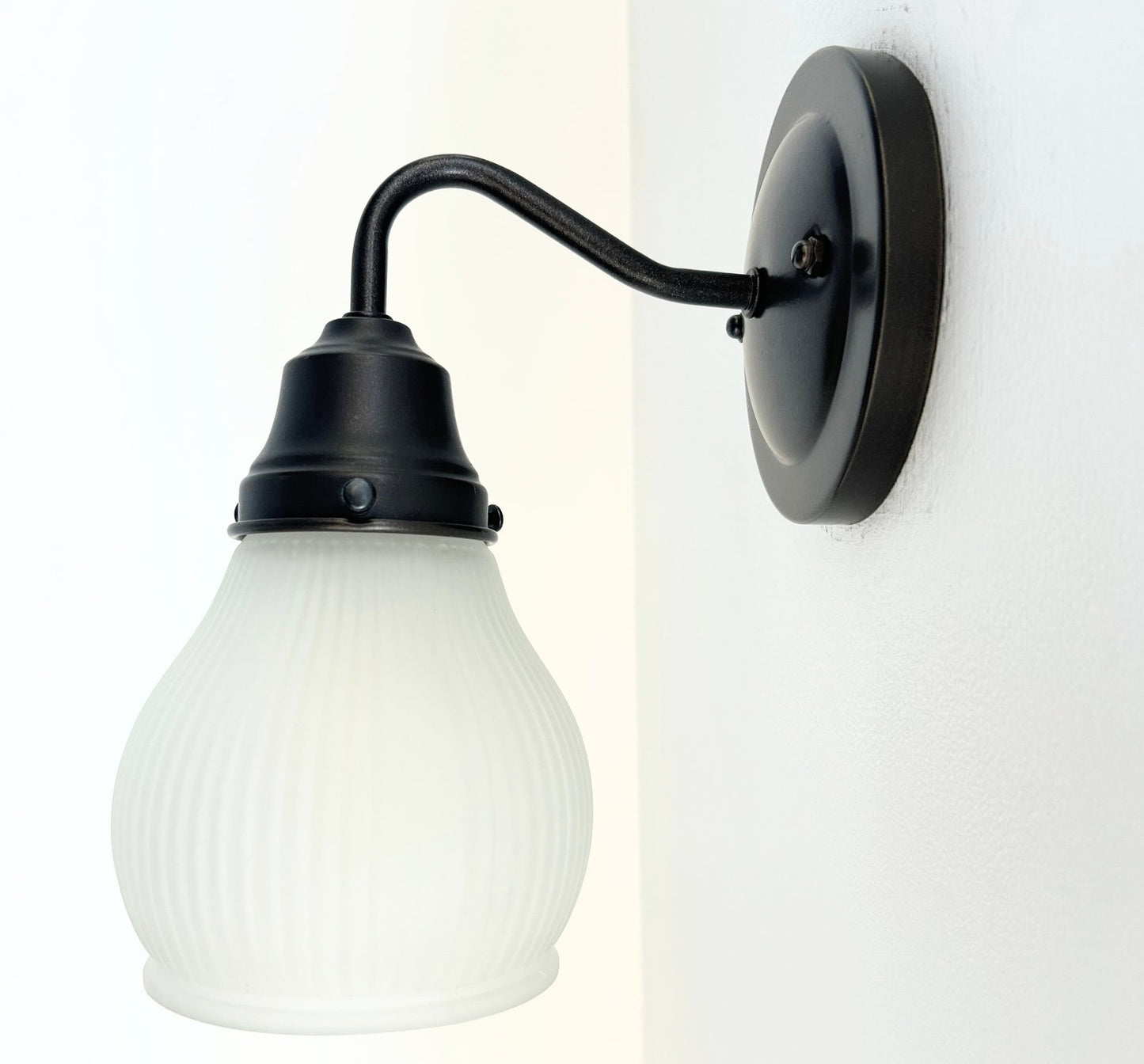 Holophane Fluted Pear Frosted Glass Wall Sconce or Pendant Light