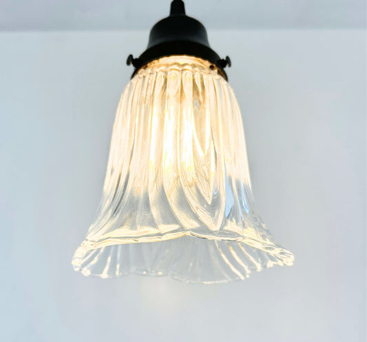 Heavy Pressed Scallop Flare Holophane Pendant