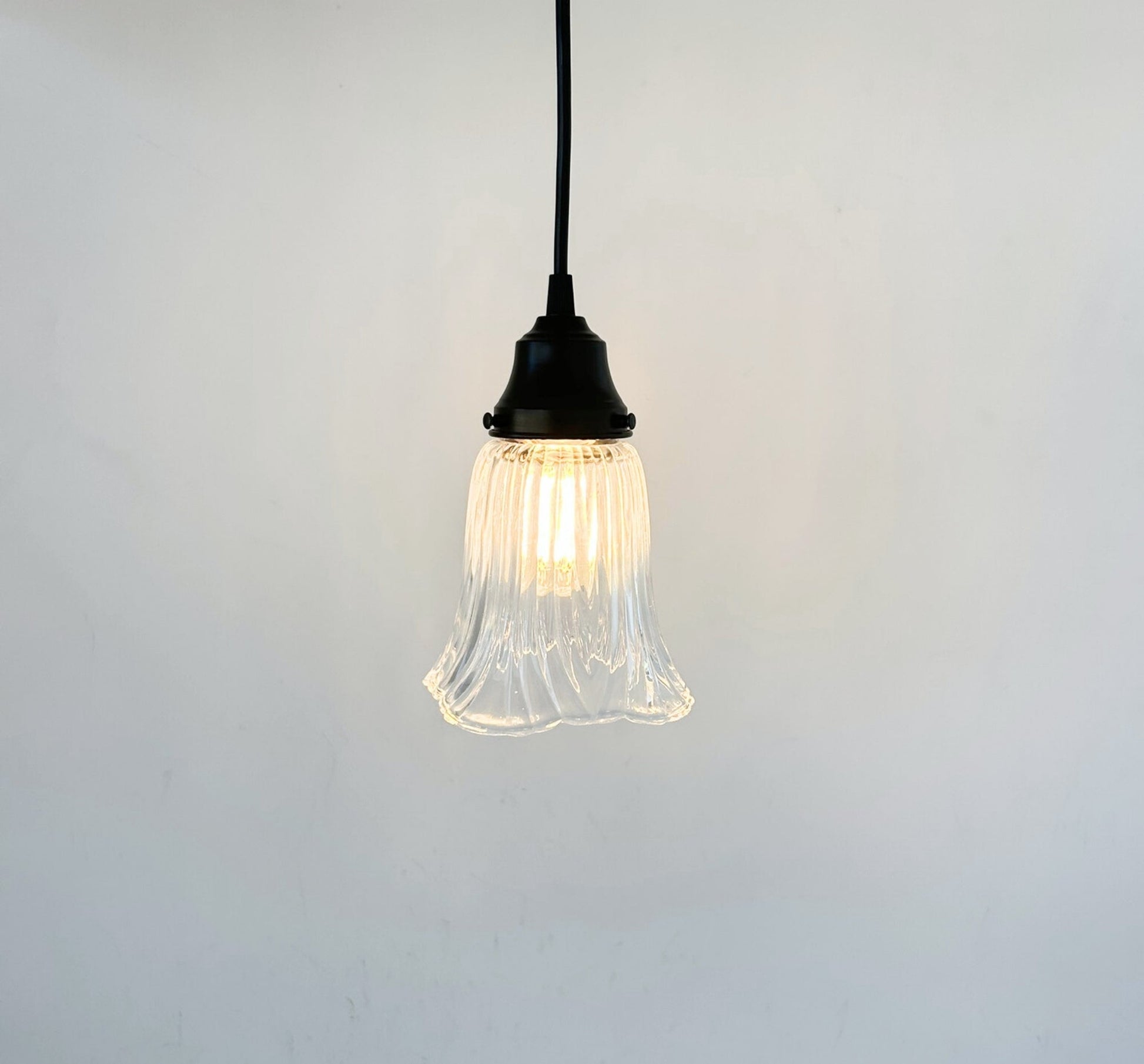 Heavy Pressed Scallop Flare Holophane Pendant