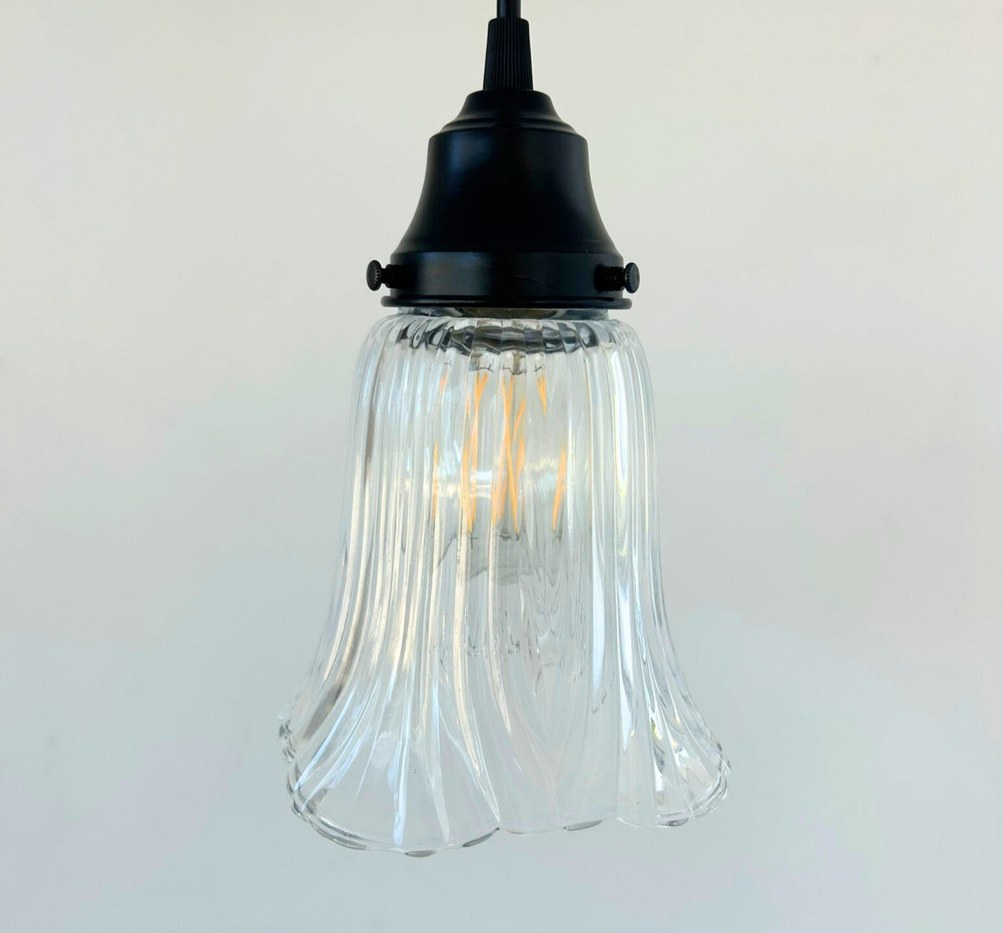 Heavy Pressed Scallop Flare Holophane Pendant