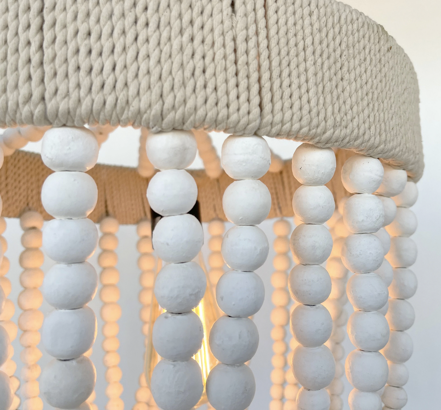 Very Large Farmhouse Beaded Chandelier Pendant Light