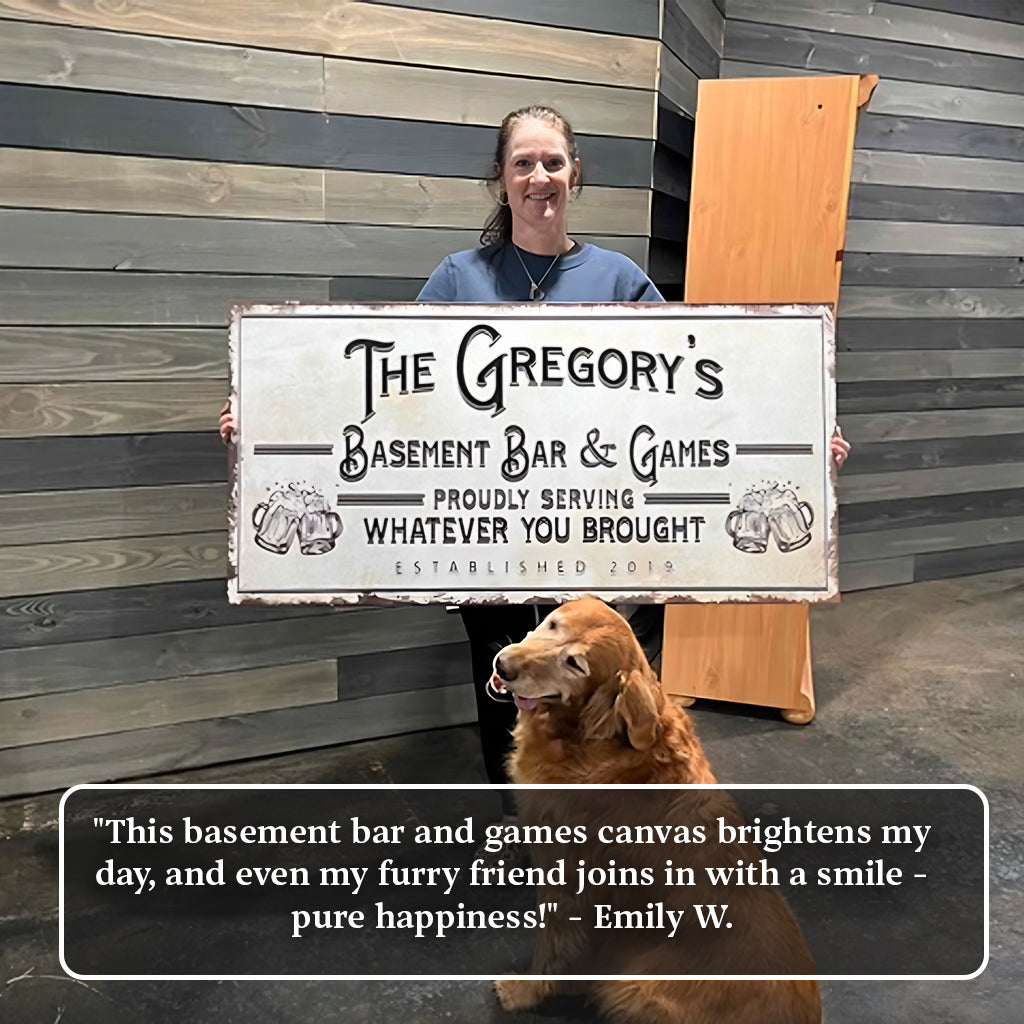 Personalized Basement Bar Sign: Rustic Modern Decor for Your Home Bar – Perfect Last Minute Anniversary Gift for Him