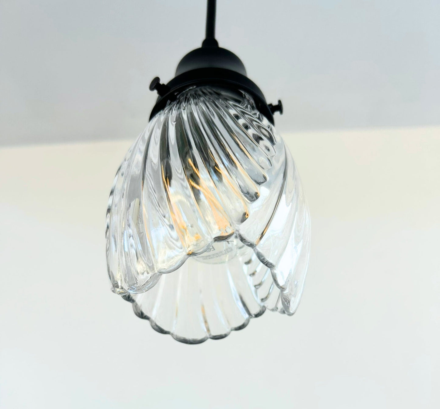 Clear Swirl Ribbed Heavy Vintage Pendant