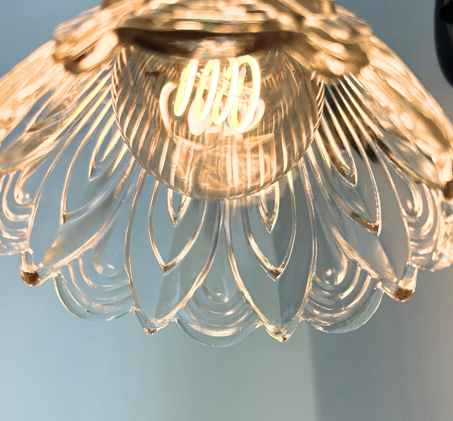 Clear Art-Deco Heavy Pressed Tulip Wall Sconce