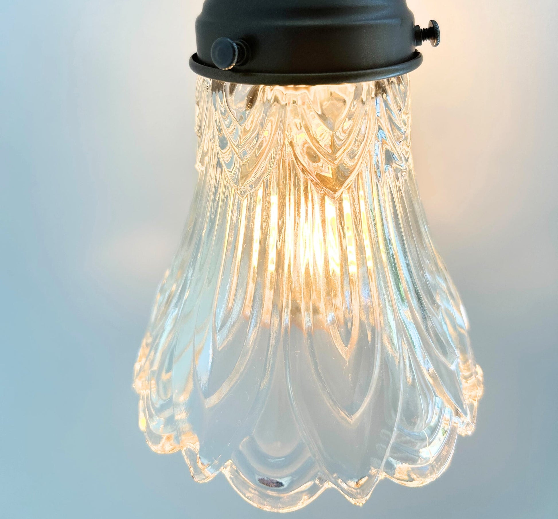 Clear Art-Deco Heavy Pressed Tulip Wall Sconce