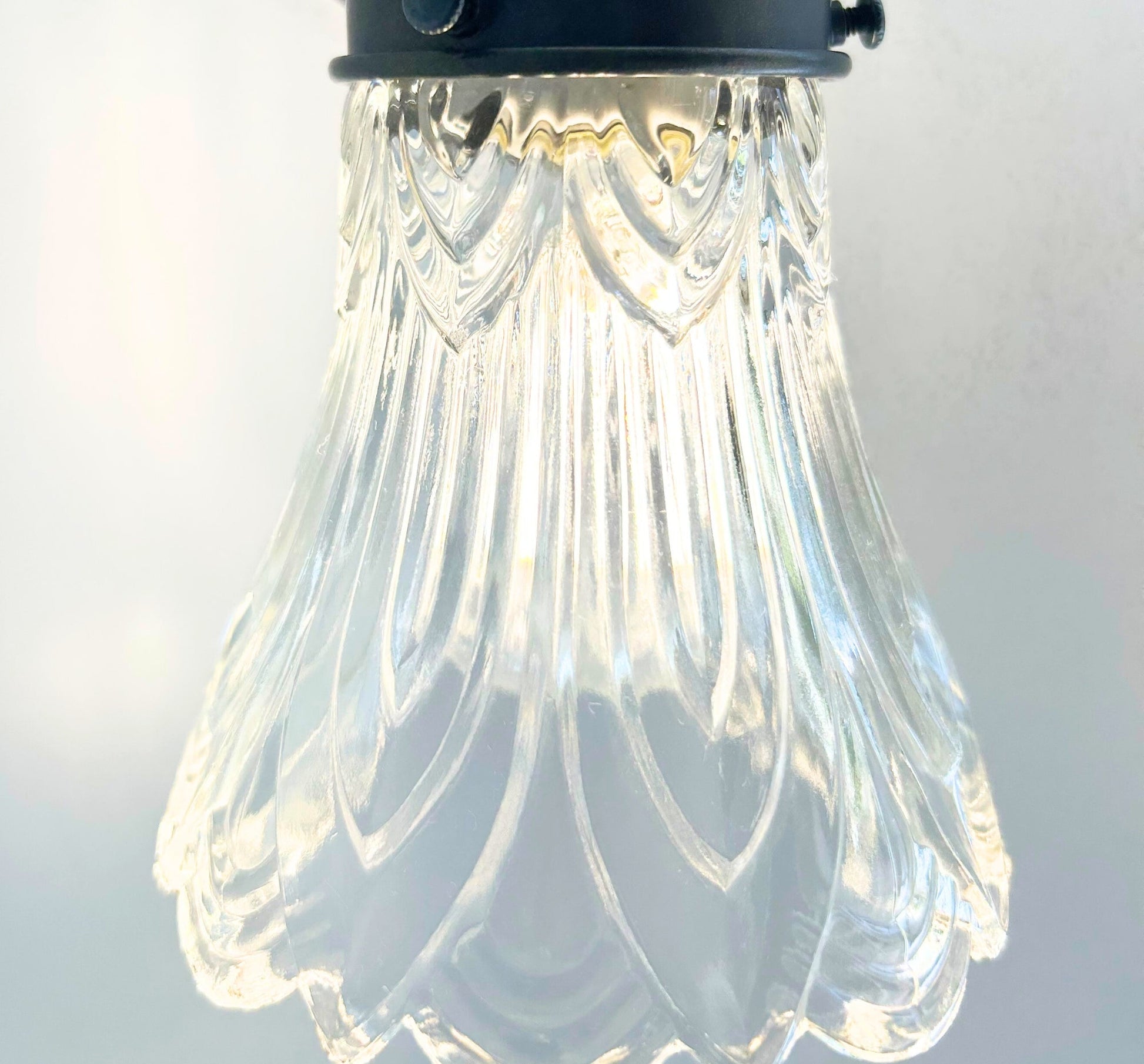Clear Art-Deco Heavy Pressed Tulip Wall Sconce