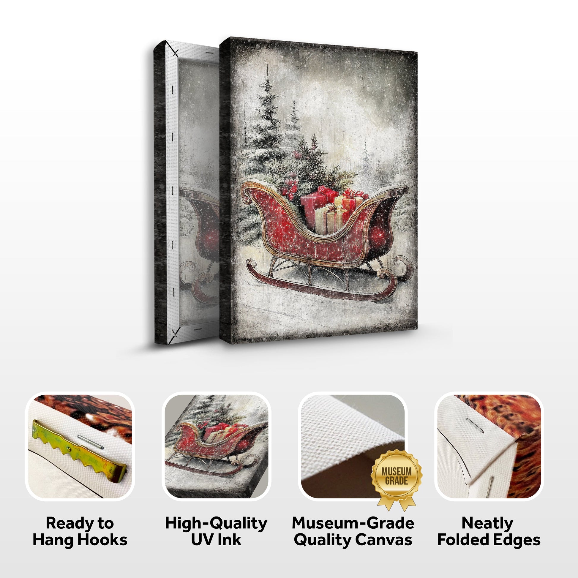 Vintage Christmas Sleigh Sled Wall Art VI