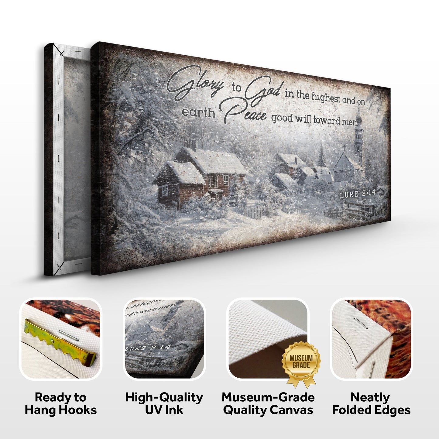 Vintage Christmas Village Luke 2:14 Scripture Sign II