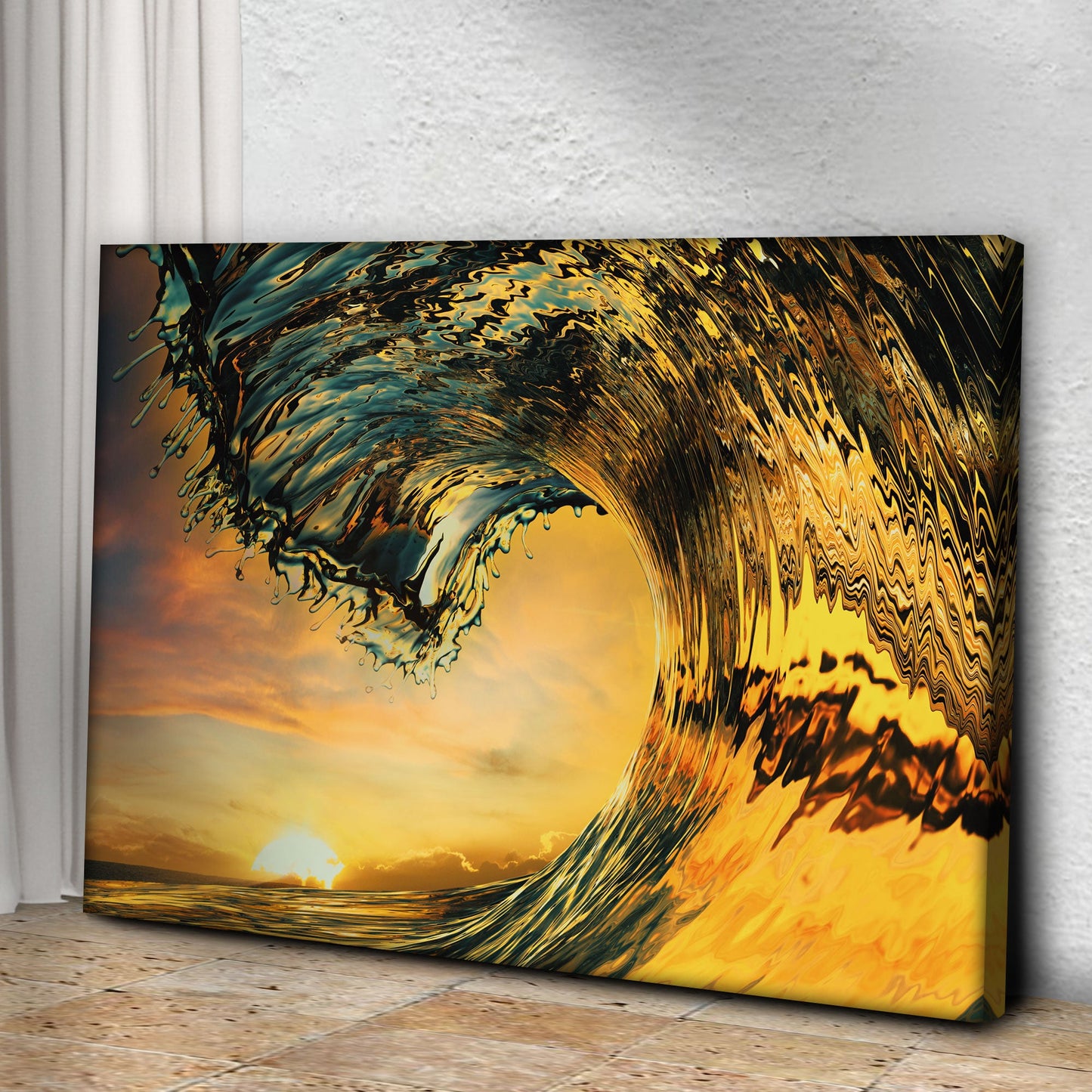 Sunset Ocean Wave Canvas Wall Art