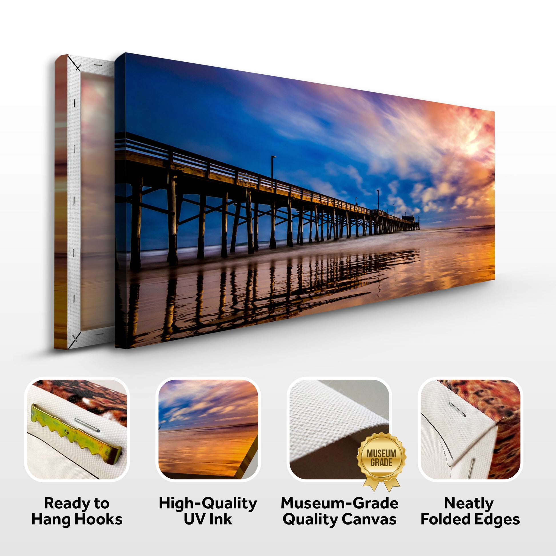 Beach Pier & Ocean Horizon Canvas Wall Art