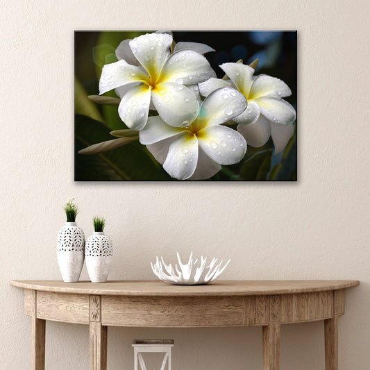 White Frangipani Flower Canvas Wall Art