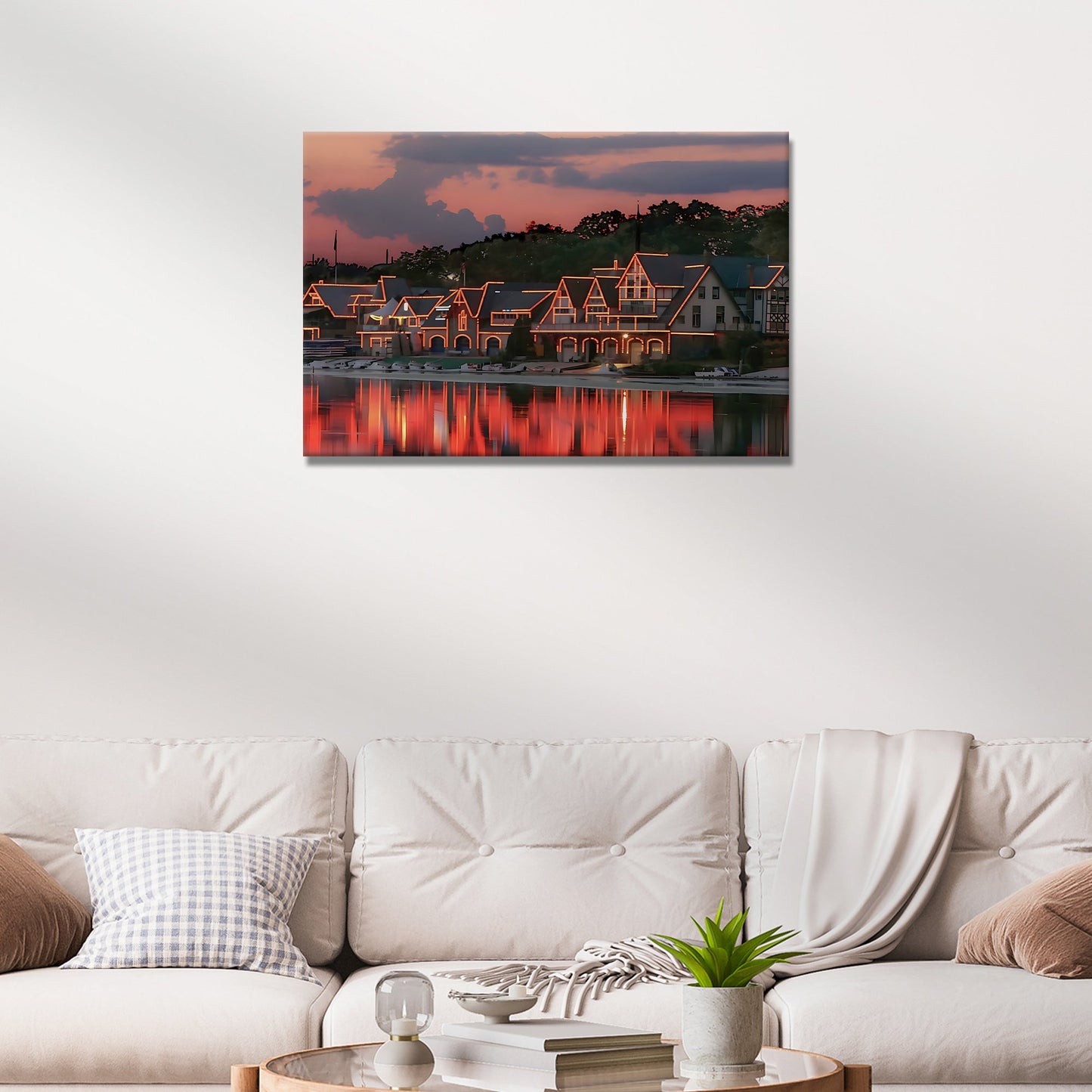 Houses Philadelphia Boathouse Row Canvas Wall Art