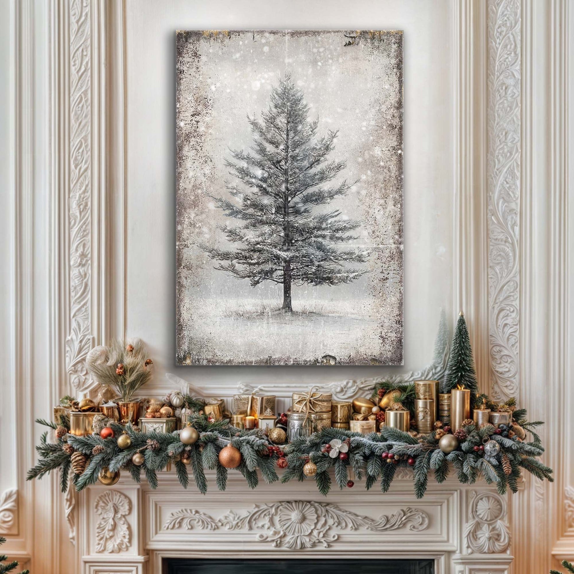 Vintage Christmas Tree Wall Art VIII