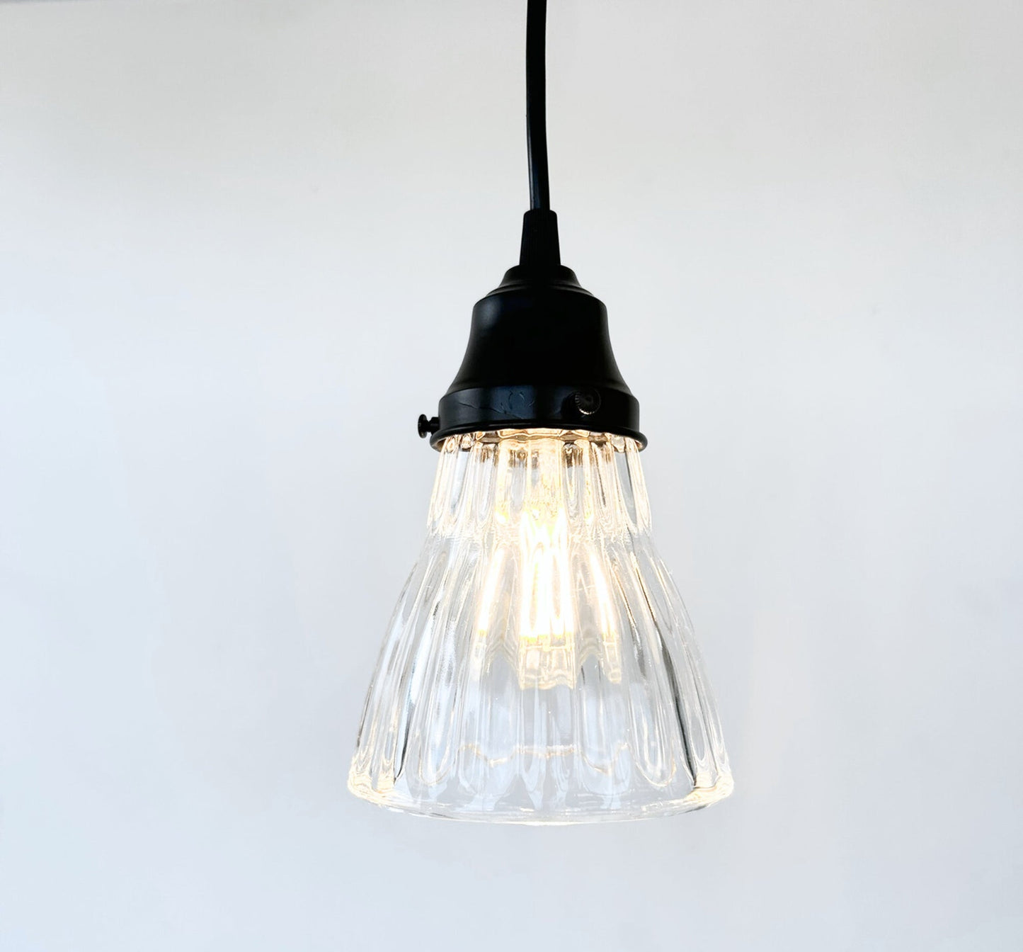 Thick Holophane Clear Glass Wall Sconce or Pendant Light