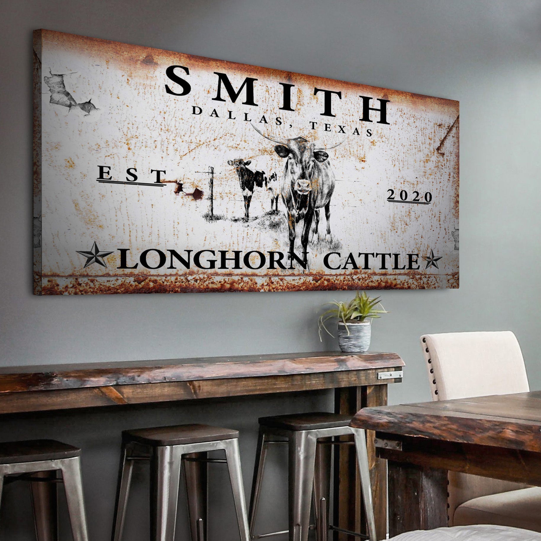 Longhorn Rustic Cattle Sign II