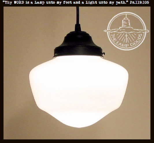 Authentic Original Schoolhouse Milk Glass PENDANT LIGHT Fixture