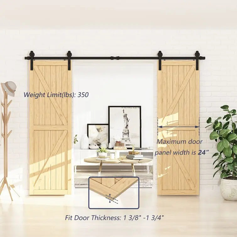 Barn Door Track Kit for Double Door (No Door)