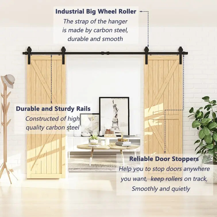 Barn Door Track Kit for Double Door (No Door)