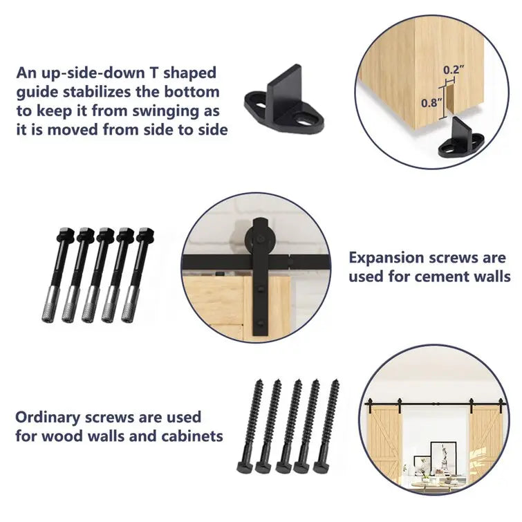 Barn Door Track Kit for Double Door (No Door)