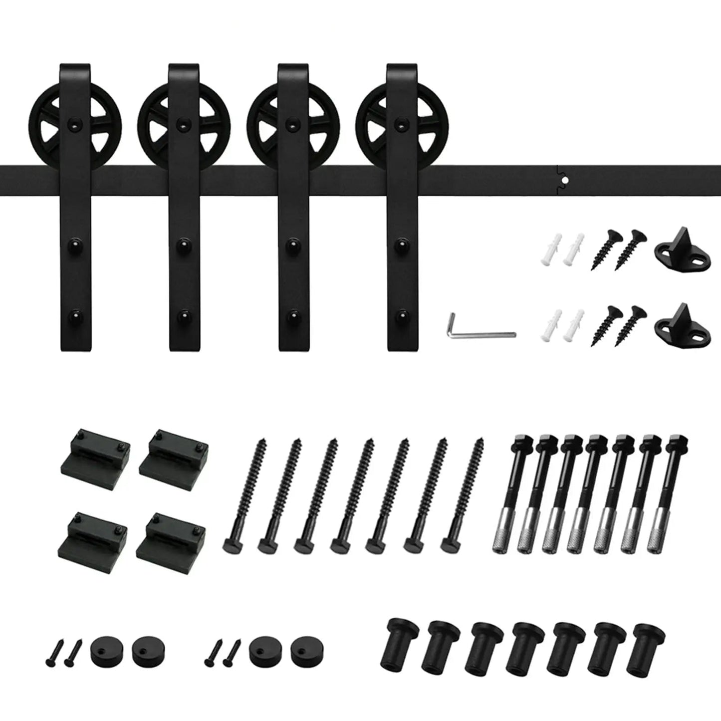 Big Spoke Wheel Roller Sliding Barn Door Hardware Kit (No Door)