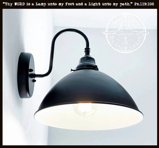 Large Black Enamel Farmhouse Wall Sconce Lighting
