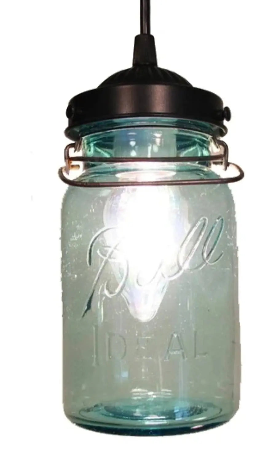 Vintage BLUE Mason Jar PENDANT Light