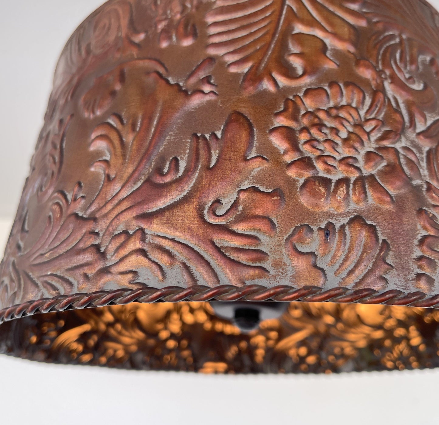 Copper Bronze Embossed Drum Ceiling Light