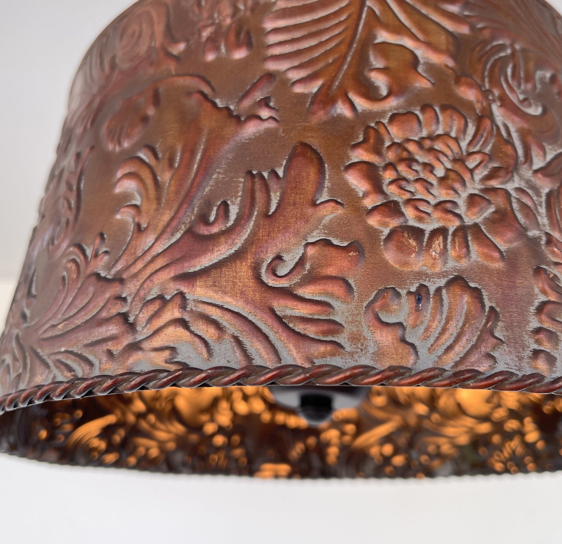 Copper Bronze Embossed Drum Ceiling Light