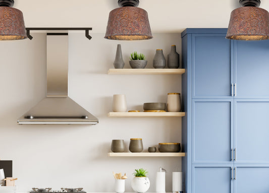 Copper Bronze Embossed Drum Ceiling Light