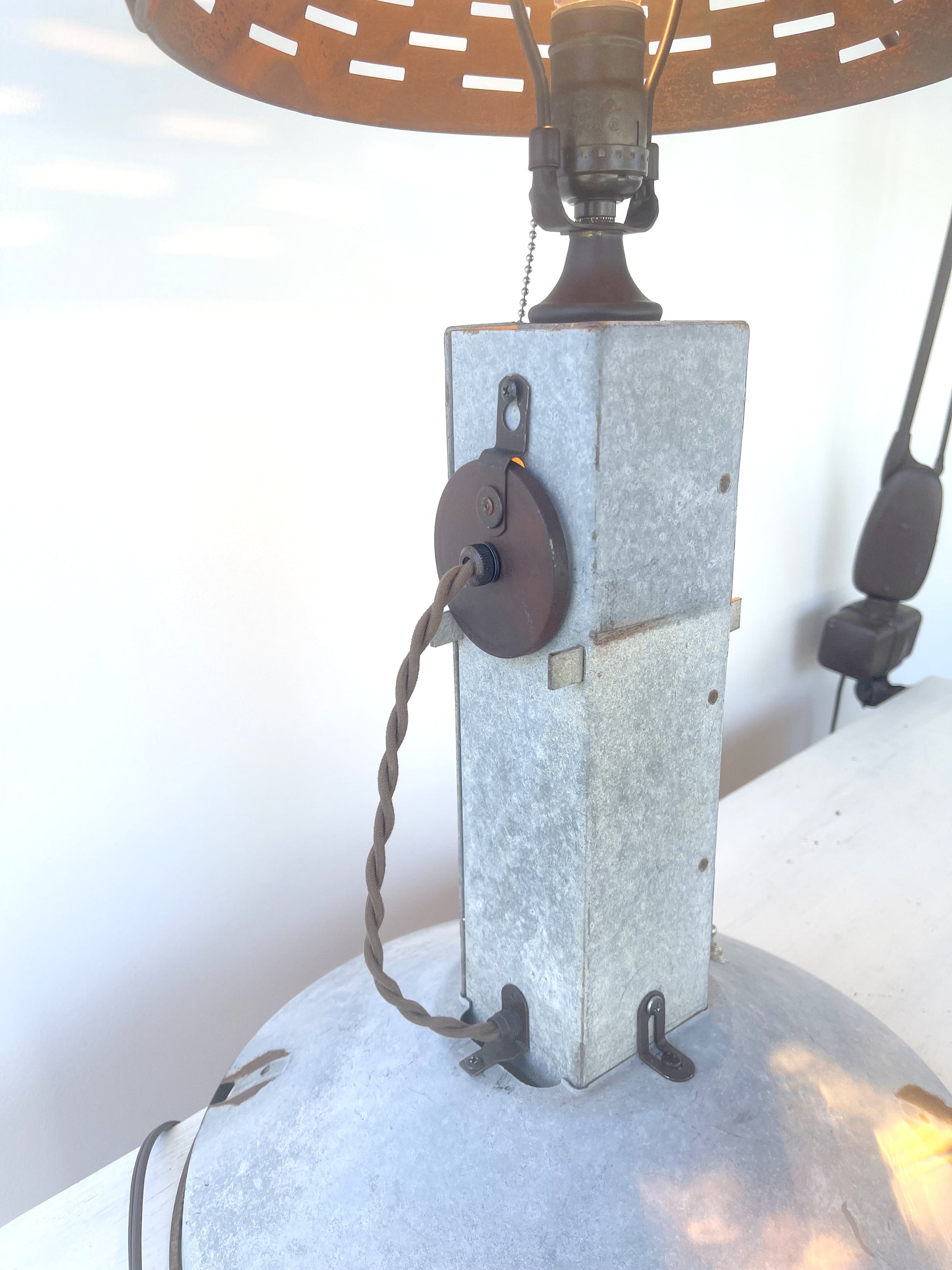 Original Antique Chicken Feeder Tall Farm Table Lamp