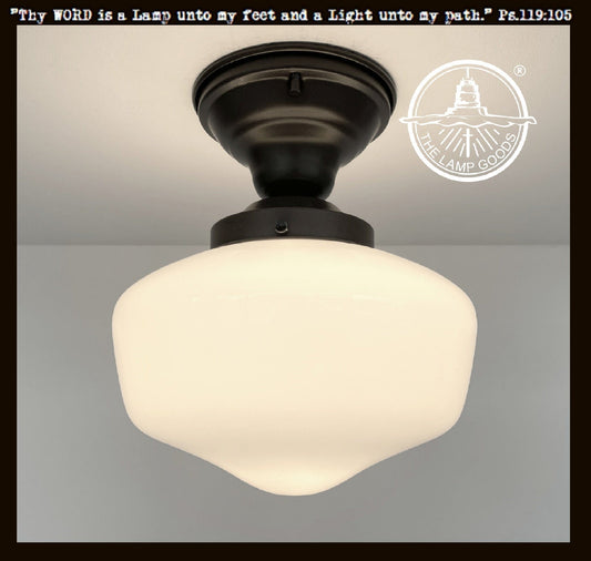 Modern Milk Glass Schoolhouse Ceiling Light Fixture