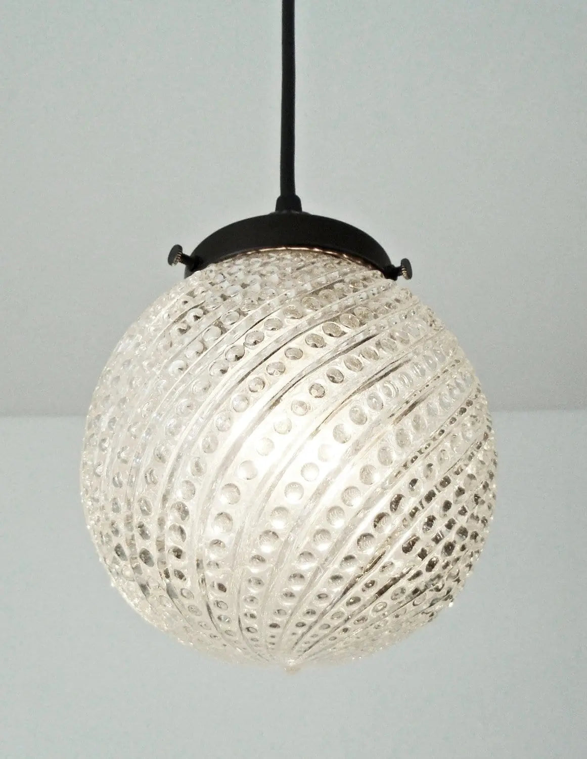 Gorgeous Hobnail Swirl Glass Pendant Light