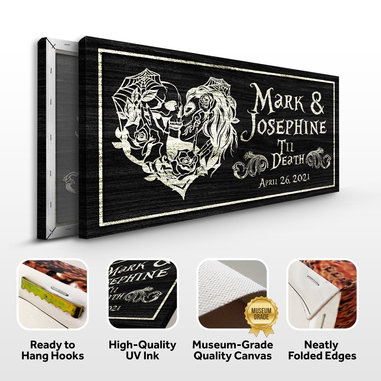 Till Death Do Us Part Personalized Skull Couple Sign - Unique Gothic Decor Art For Home & Living Room