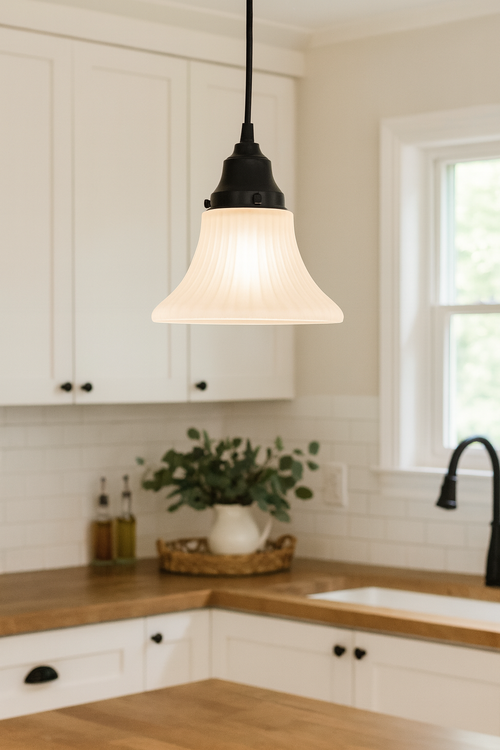 Frosted Ribbed Flute Pendant