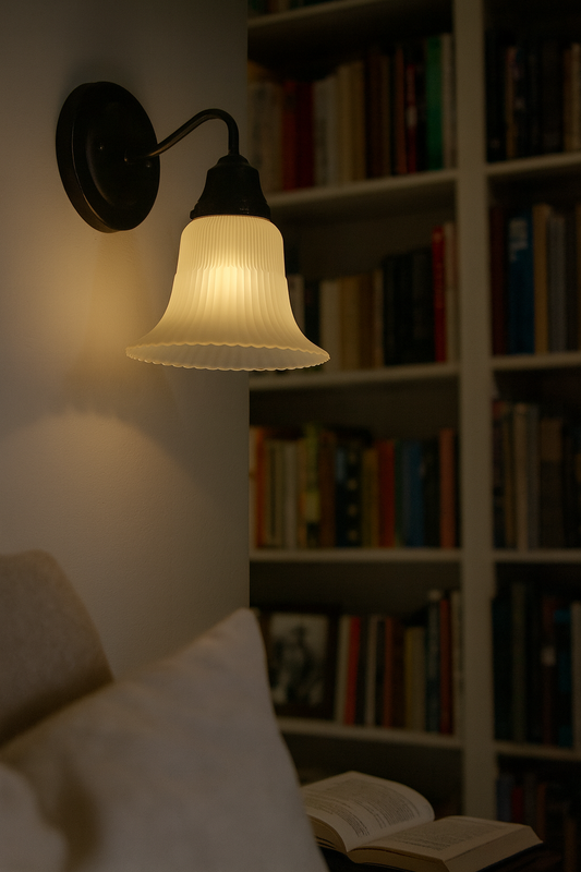 Large Antique Super Flare Frosted Glass Wall Sconce