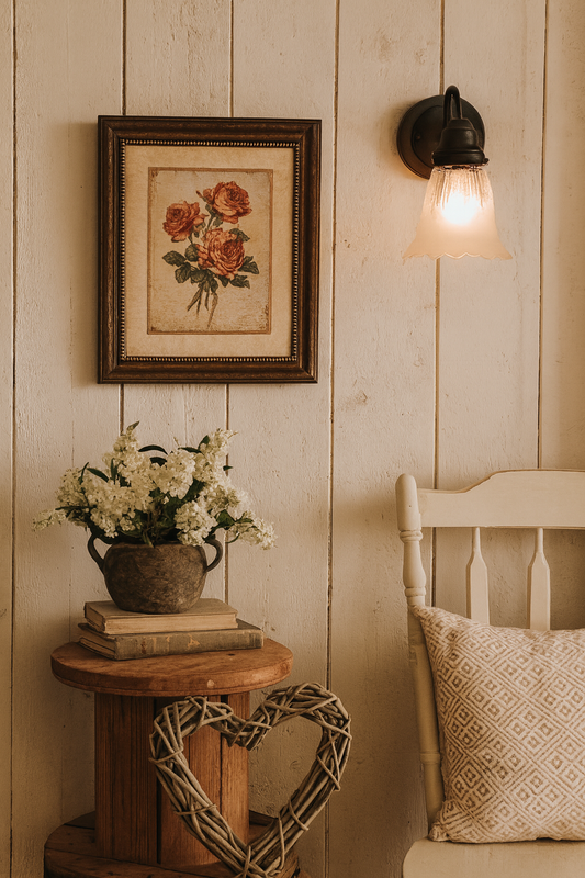 Scalloped Frost and Clear Delicate Hobnail Glass Wall Sconce