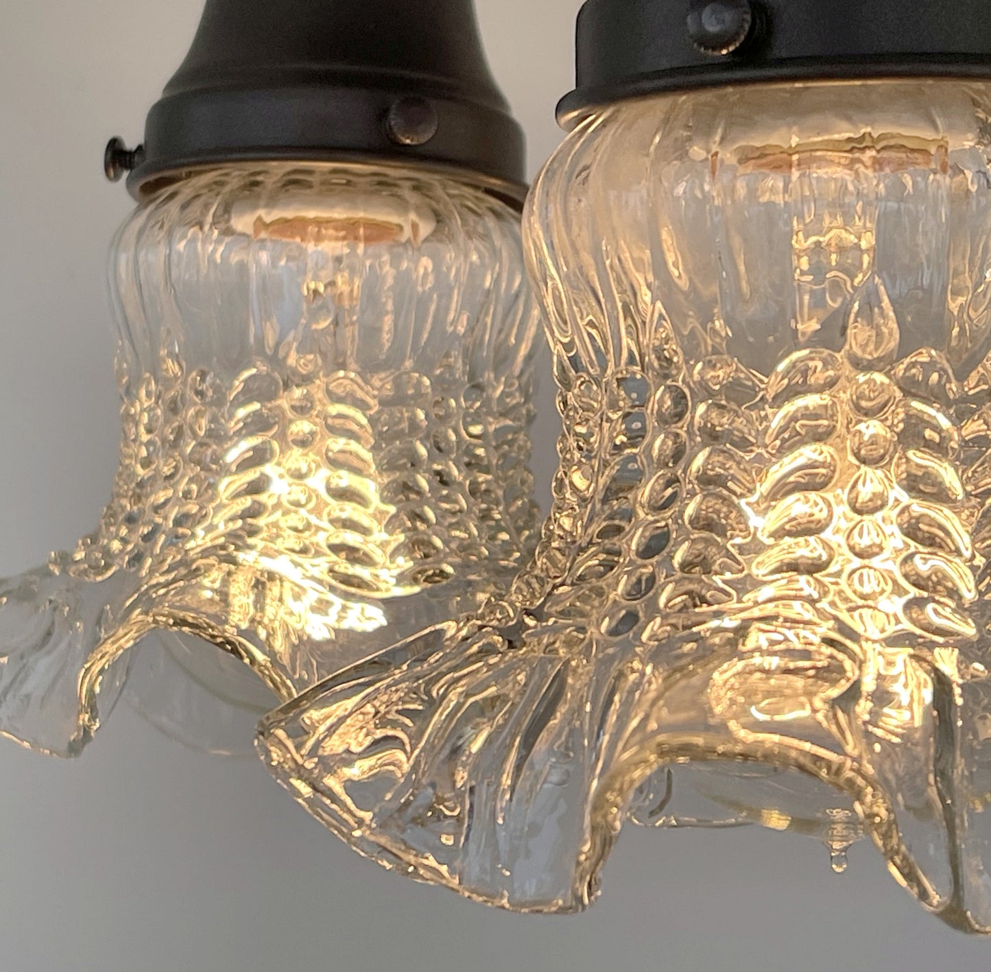 Clear Antique Hobnail Glass Ceiling LIGHT 1930's
