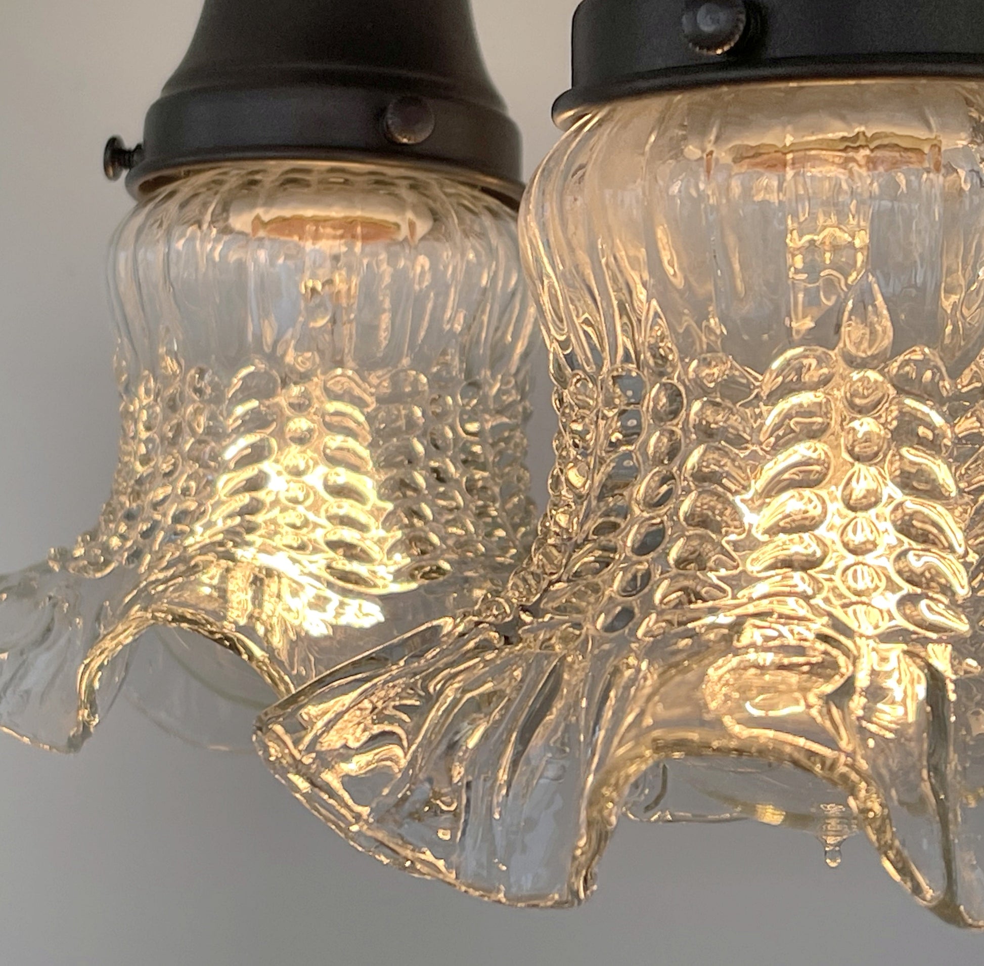 Clear Antique Hobnail Glass Ceiling LIGHT 1930's